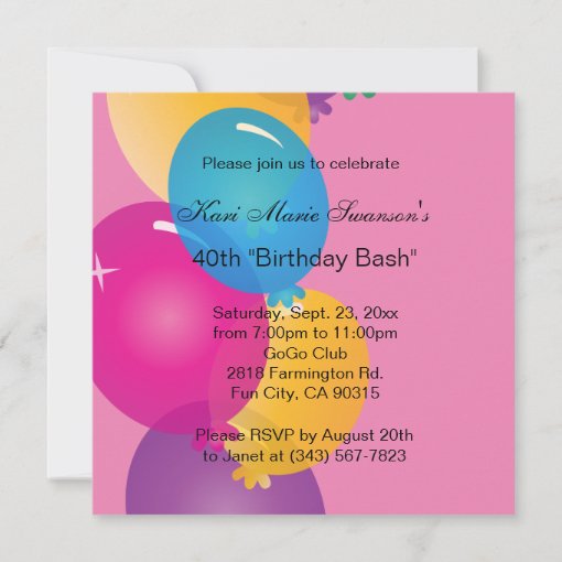 40th Birthday Bash Party Invitation | Zazzle