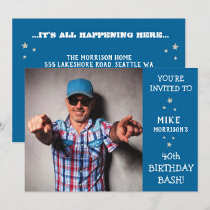 40th Birthday Bash Photo Party Invitation