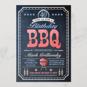 40th Birthday Bbq Invitations | Chalkboard by Anything_Goes at Zazzle