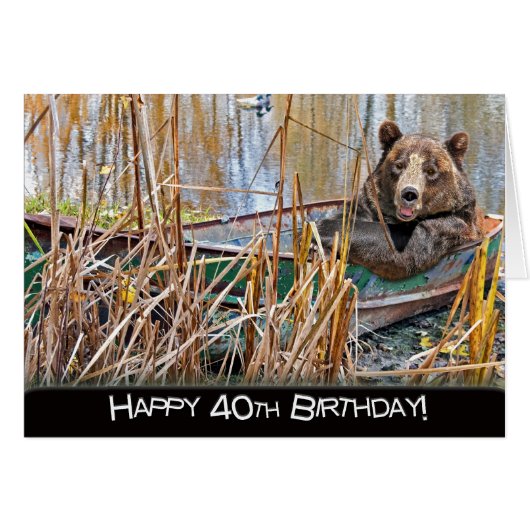 40th Birthday Bear in Boat (Front Horizontal)