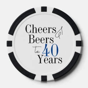 40th Birthday Beers and Cheers Typography Party Poker Chips