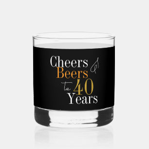 40th Birthday Beers Cheers Black Gold Party Whiskey Glass