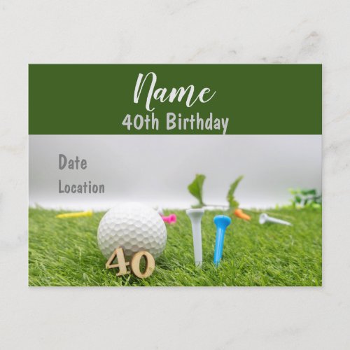 40th birthday birthday party invitation on green