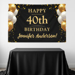 40th Birthday Black and Gold Celebration Banner<br><div class="desc">Celebrate in style with our Birthday Black and Gold Celebration Banner! This elegant banner is designed with a striking black background accented by shimmering gold details, creating a luxurious and festive ambiance. Perfect for a milestone celebration, it features customizable text to honor the guest of honor, adding a personal touch...</div>