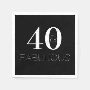 40th Birthday Black and White Birthday Party Napkins