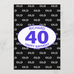 40th Birthday Black Funny OLD Any Age Invitation