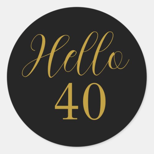 40th Birthday Black Gold Birthday Classic Round Sticker