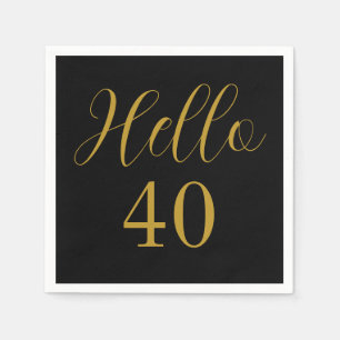 40th Birthday Black Gold Birthday Party Napkins