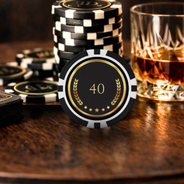 40th Birthday Black & Gold Casino Party Favors Poker Chips (Creator Uploaded)