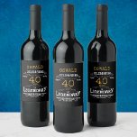 40th Birthday Black Gold  Legendary Funny Wine Label<br><div class="desc">A personalized elegant 40th birthday wine bottle label that is easy to customize for that special birthday party occasion.</div>