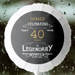 40th Birthday Black Gold Legendary Retro Balloon<br><div class="desc">A personalized elegant balloon that is easy to customize for that special 40th birthday party. The retro black and gold design adds a touch of refinement to that special celebration.</div>