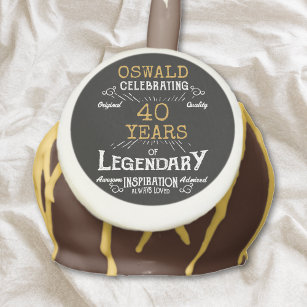 40th Birthday Black Gold Legendary Retro Cake Pops