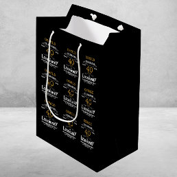 40th Birthday Black Gold  Legendary Retro Medium Gift Bag