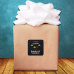 40th Birthday Black Gold Legendary Retro Square Sticker<br><div class="desc">A personalized elegant paper sticker / label that is easy to customize for that special 40th birthday party.</div>