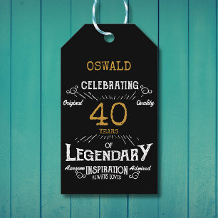 40th Birthday Black Gold Legendary Vintage Gift Tags