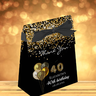 40th birthday black gold leopard balloon thank you favor boxes