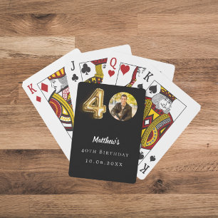 40th birthday black gold photo poker cards