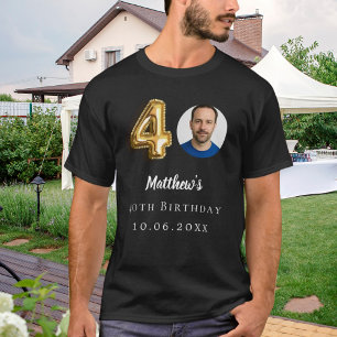40th birthday black gold photo T-Shirt