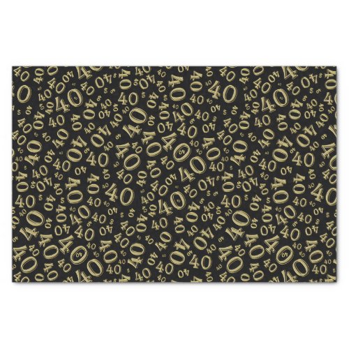 40th Birthday BlackGold Random Number Pattern Tissue Paper