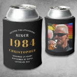40th Birthday Black Gold With Photo<br><div class="desc">Personalized Birthday add your name and year can cooler with your photo on the rear. Edit the name and year with the template provided. A wonderful custom birthday party accessory. More gifts and party supplies available with the "setting standards" design in the store.</div>