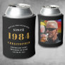 40th Birthday Black Gold With Photo Can Cooler