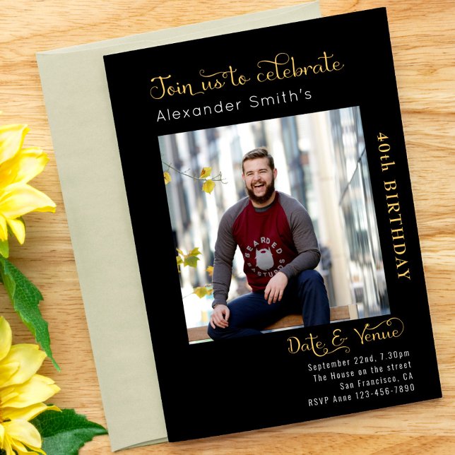 40th Birthday Black Invitation (Creator Uploaded)