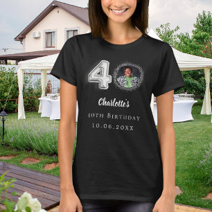 40th birthday black silver photo T-Shirt