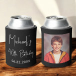 40th Birthday Black White Instagram Photo Can Cooler<br><div class="desc">Celebrate in style with this 40th Birthday Black and White Instagram Photo Can Cooler! Featuring a sleek black and white design, this customizable can cooler showcases your favorite Instagram-style photo, making it a fun and personal party favor. Perfect for milestone birthday celebrations, it keeps drinks cold while adding a stylish...</div>