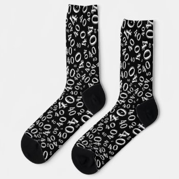 40th Birthday Black/white Random Number Pattern Socks by NancyTrippPhotoGifts at Zazzle