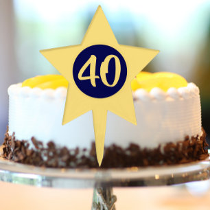 40th Birthday Blue and Yellow Star Cake Topper