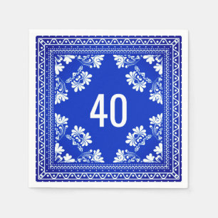 40th Birthday Blue Bandana Napkins