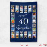 40th Birthday Blue Banner<br><div class="desc">Celebrate 40 years of joyous memories with this personalized blue party banner! Crafted with quality material and lasting design, this banner is the perfect way to commemorate this milestone. Add your favorite photos to make it truly unique and special. Hang this banner on any wall or backdrop to create a...</div>