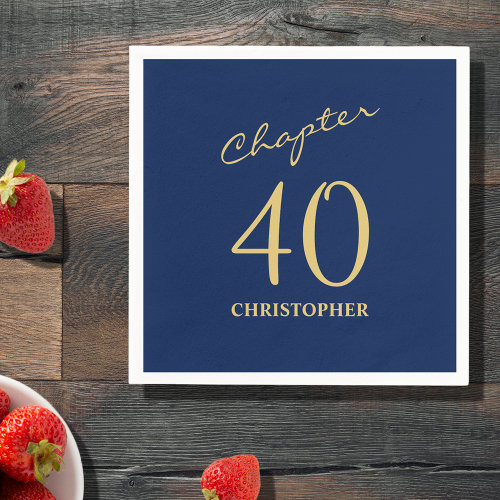 40th Birthday Blue Gold Chapter 40 Napkins