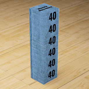 40th Birthday Blue Wood Wine Box