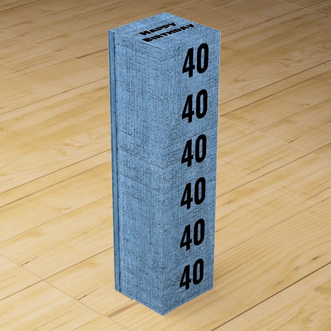40th Birthday Blue Wood Wine Box (Front)