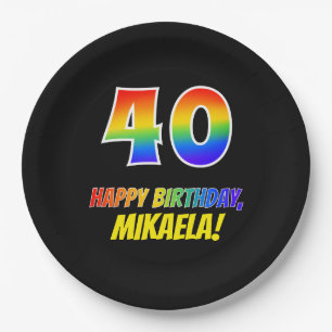 40th Birthday: Bold, Fun, Simple, Rainbow 40 Paper Plates