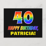 [ Thumbnail: 40th Birthday: Bold, Fun, Simple, Rainbow 40 Postcard ]