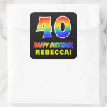 [ Thumbnail: 40th Birthday: Bold, Fun, Simple, Rainbow 40 Sticker ]