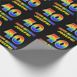 40th Birthday: Bold, Fun, Simple, Rainbow 40 Wrapping Paper