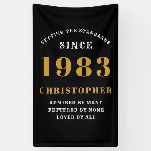 40th Birthday Born 1983 Add Name Black Gold Banner