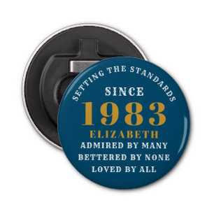 40th Birthday Born 1983 Add Name Blue Gold Bottle Opener