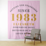 40th Birthday Born 1983 Add Name Pink Gray Large Tapestry<br><div class="desc">Personalized Birthday add your name and year tapestry. Edit the name and year with the template provided. A wonderful custom birthday party accessory. More gifts and party supplies available with the "setting standards" design in the store.</div>
