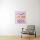 40th Birthday Born 1983 Add Name Pink Gray Tapestry<br><div class="desc">Personalized Birthday add your name and year tapestry. Edit the name and year with the template provided. A wonderful custom birthday party accessory. More gifts and party supplies available with the "setting standards" design in the store.</div>
