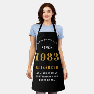 40th Birthday Born 1983 Black Gold Lady's Apron
