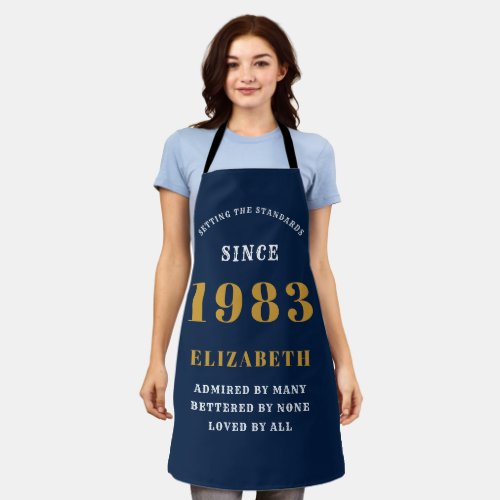 40th Birthday Born 1983 Blue Gold Ladys Apron