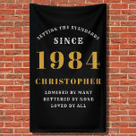 40th Birthday Born 1984 Add Name Black Gold Banner<br><div class="desc">40th Birthday Party Wall Banner - Customizable Black and Gold Decorative Piece. Celebrate an impressive milestone with our 40th Birthday Party Wall Banner. This one-of-a-kind black and gold banner is not just a decoration, it's a statement piece. Customizable to your preferences, it's an elegant and fun way to mark the...</div>