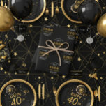 40th Birthday born 1986 Add Name Black Gold Wrapping Paper Sheets<br><div class="desc">A personalized wrapping paper design for that birthday celebration for a special person. Add the name to this vintage retro style black and gold design for a custom birthday gift. Easily edit the name and year with the template provided. A wonderful custom birthday gift. More gifts and party supplies for...</div>