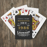 40th Birthday Born 1986 Legend Black Gold Poker Cards<br><div class="desc">Vintage design 40th birthday born 1986 "Original Quality Legendary Inspiration" playing cards. Add the name and year as desired in the template fields creating a unique birthday celebration item. Team this up with the matching gifts,  party accessories,  and clothing available in our store www.zazzle.com/store/thecelebrationstore</div>