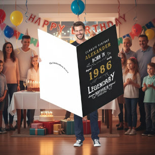 40th Birthday Born 1986 Legend Vintage Black Giant Card