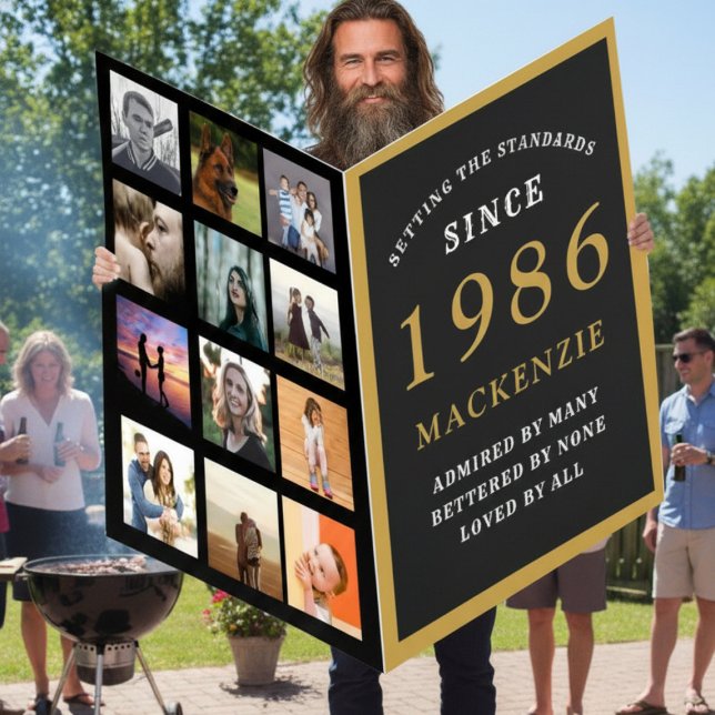 40th Birthday Born 1986 Photo Template Giant Card (Giant 40th birthday card with BBQ background.)